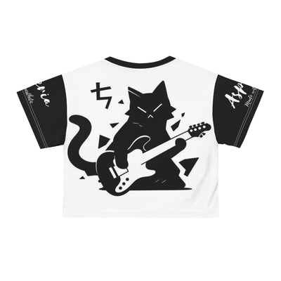 Rocking Cat Crop Tee - Fun Graphic Shirt for Pet Lovers, Casual Wear, Music Lovers, Gift Idea for Birthdays, Cat Lovers