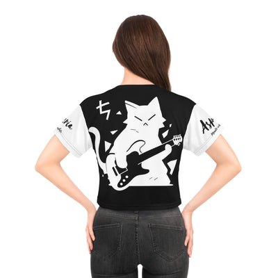 Rocking Cat Crop Tee - Fun Graphic Shirt for Pet Lovers, Casual Wear, Music Lovers, Gift Idea for Birthdays, Cat Lovers